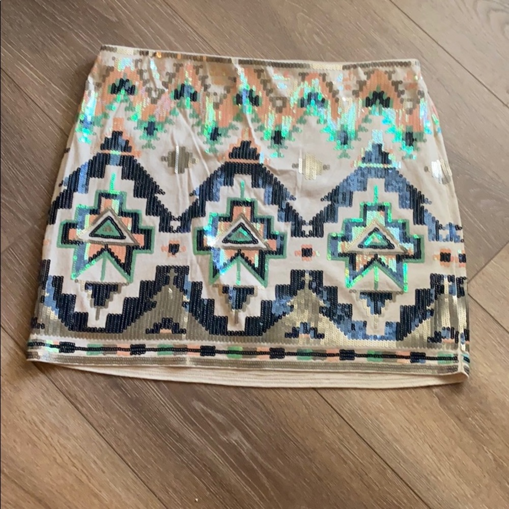 Express Southwestern Sequined Miniskirt